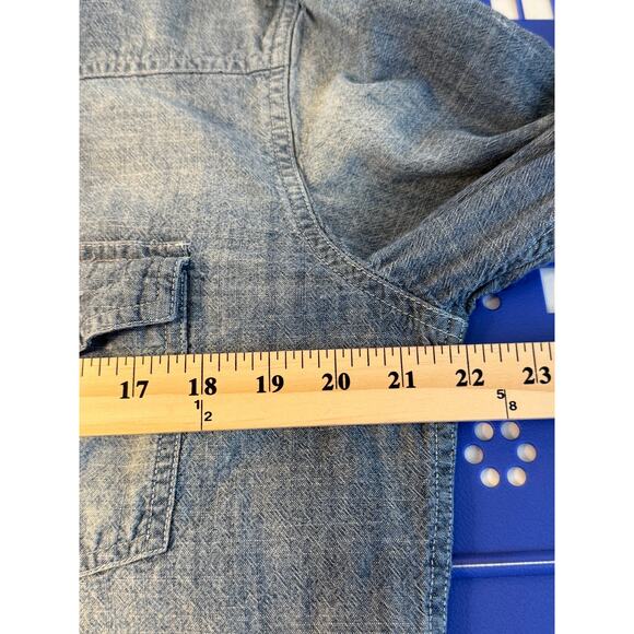 PD&C Denim Snap Button Western Shirt Men’s Medium Chambray Vintage Look - Picture 6 of 9